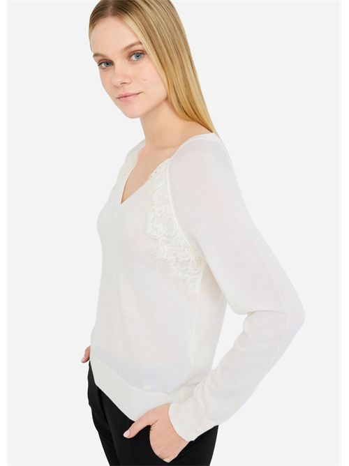 Maglia in lana con pizzo LIU JO | CF5423MA82O/X0718